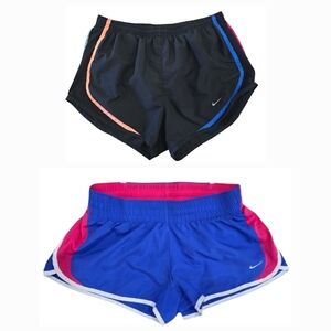 Nike Dry Fit‎ Womens Run Shorts Bundle Of 2 Size Medium purple Blue Pink Black
